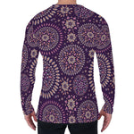 Purple Bohemian Mandala Pattern Print Men's Long Sleeve T-Shirt