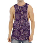 Purple Bohemian Mandala Pattern Print Men's Muscle Tank Top