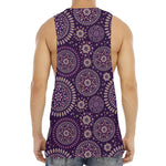 Purple Bohemian Mandala Pattern Print Men's Muscle Tank Top