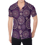 Purple Bohemian Mandala Pattern Print Men's Shirt