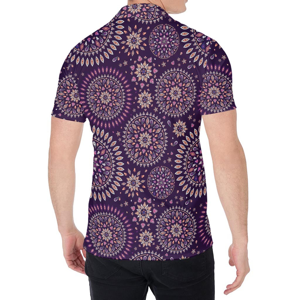 Purple Bohemian Mandala Pattern Print Men's Shirt