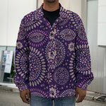 Purple Bohemian Mandala Pattern Print Men's Shirt Jacket