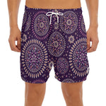 Purple Bohemian Mandala Pattern Print Men's Split Running Shorts