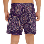 Purple Bohemian Mandala Pattern Print Men's Split Running Shorts