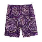 Purple Bohemian Mandala Pattern Print Men's Sports Shorts