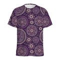 Purple Bohemian Mandala Pattern Print Men's Athletic T-Shirt