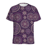 Purple Bohemian Mandala Pattern Print Men's Sports T-Shirt