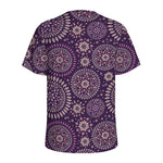 Purple Bohemian Mandala Pattern Print Men's Sports T-Shirt