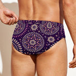 Purple Bohemian Mandala Pattern Print Men's Swim Briefs