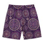 Purple Bohemian Mandala Pattern Print Men's Swim Trunks