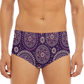 Purple Bohemian Mandala Pattern Print Men's Triangle Swim Briefs