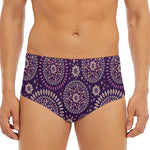 Purple Bohemian Mandala Pattern Print Men's Triangle Swim Briefs