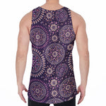Purple Bohemian Mandala Pattern Print Men's Velvet Tank Top