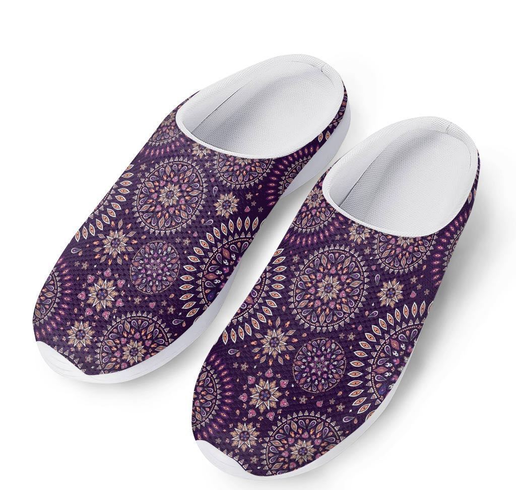 Purple Bohemian Mandala Pattern Print Mesh Casual Shoes