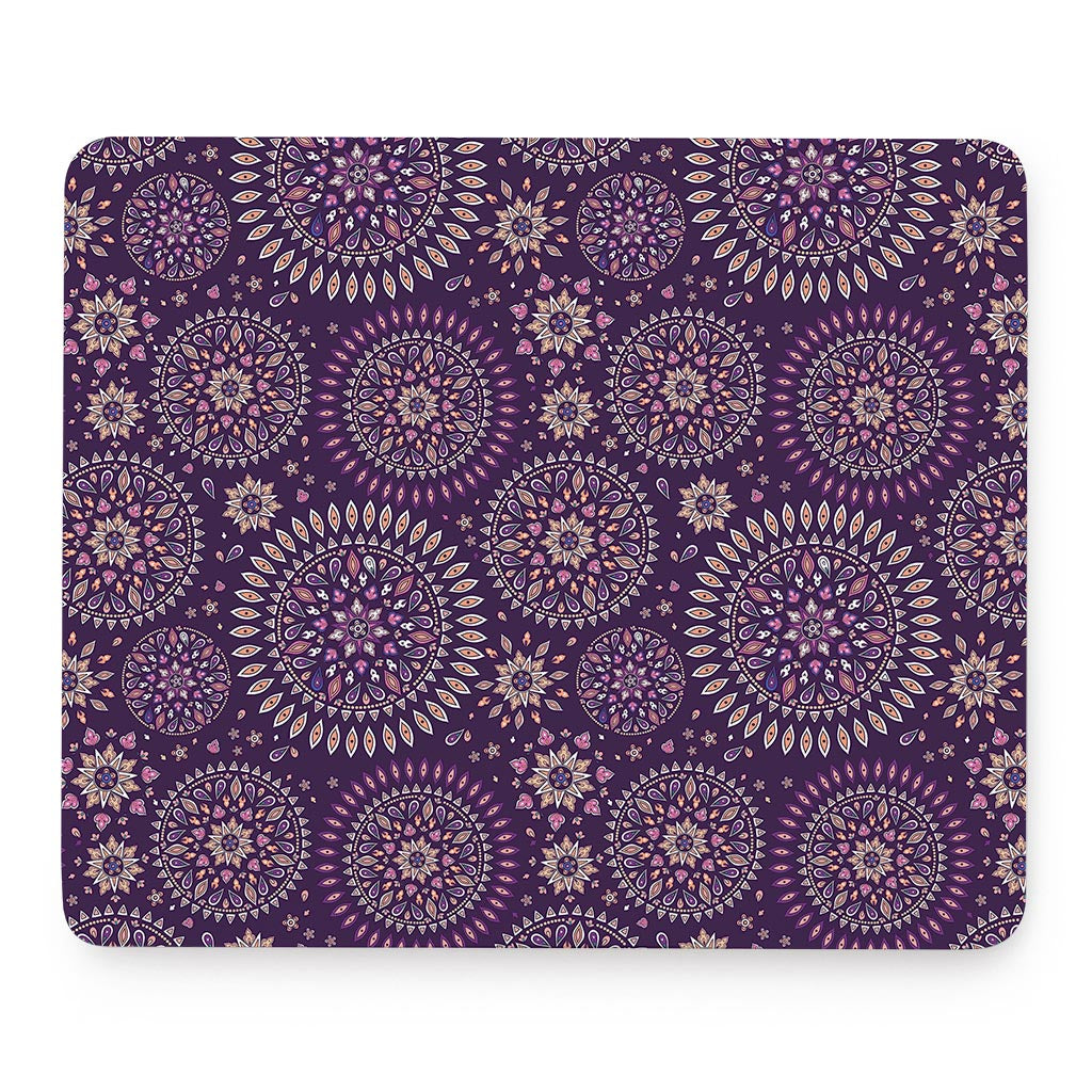 Purple Bohemian Mandala Pattern Print Mouse Pad