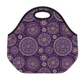 Purple Bohemian Mandala Pattern Print Neoprene Lunch Bag
