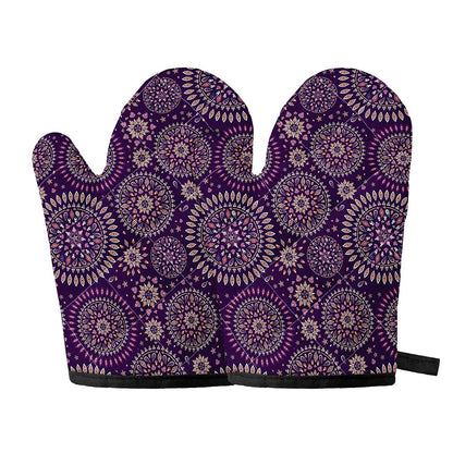 Purple Bohemian Mandala Pattern Print Oven Mitts
