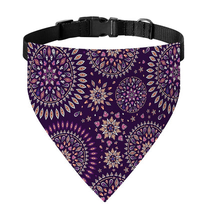 Purple Bohemian Mandala Pattern Print Over The Collar Dog Bandana