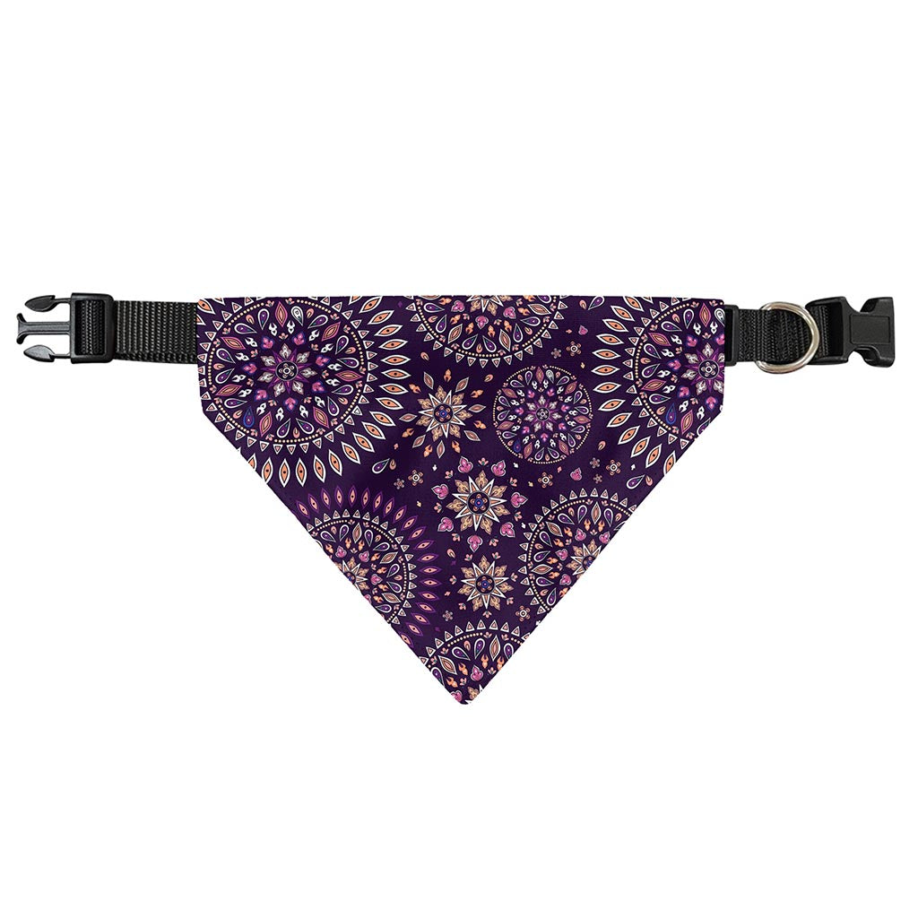 Purple Bohemian Mandala Pattern Print Over The Collar Dog Bandana