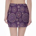 Purple Bohemian Mandala Pattern Print Pencil Mini Skirt