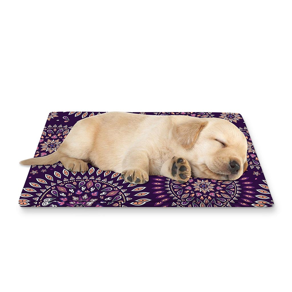Purple Bohemian Mandala Pattern Print Pet Cooling Mat Cover