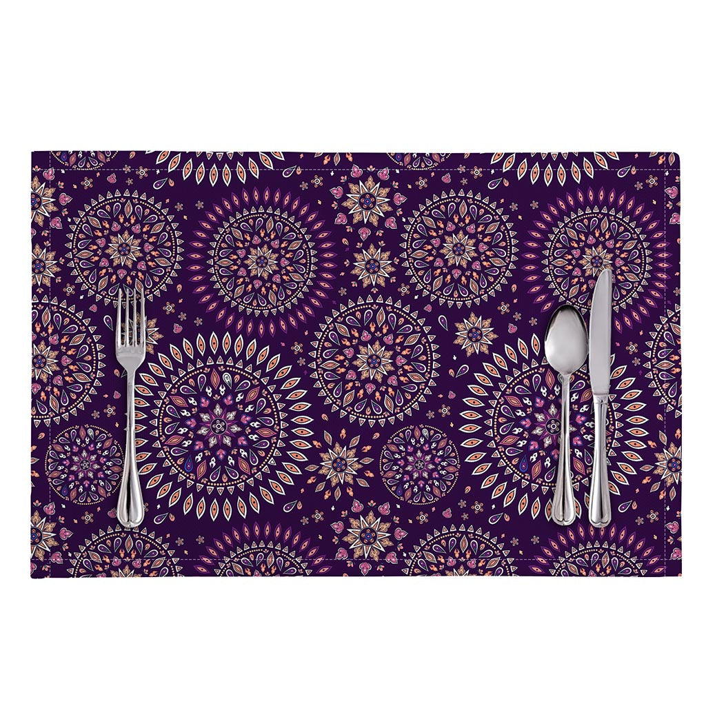 Purple Bohemian Mandala Pattern Print Placemat