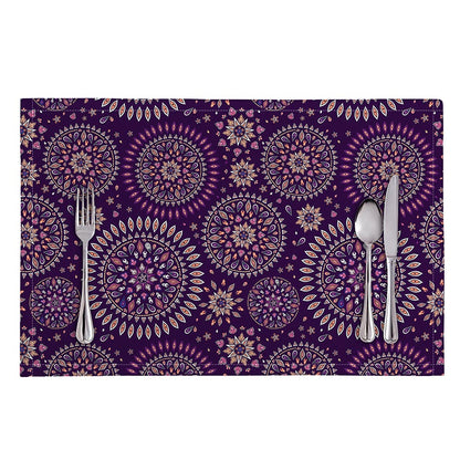 Purple Bohemian Mandala Pattern Print Placemat