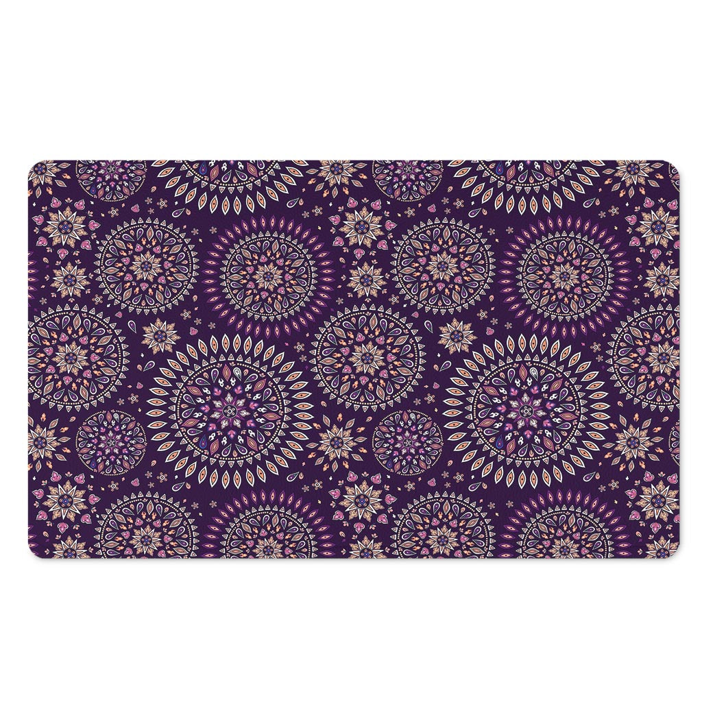 Purple Bohemian Mandala Pattern Print Polyester Doormat