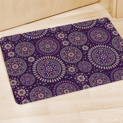 Purple Bohemian Mandala Pattern Print Polyester Doormat