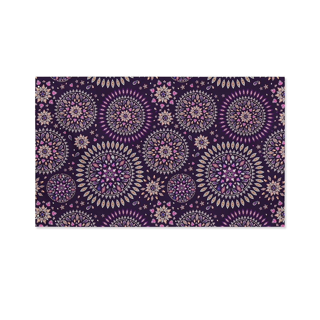 Purple Bohemian Mandala Pattern Print Polyester Flag