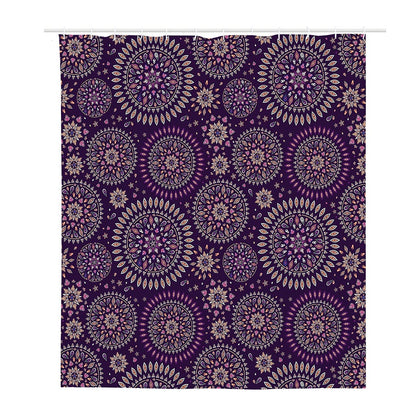 Purple Bohemian Mandala Pattern Print Polyester Shower Curtain