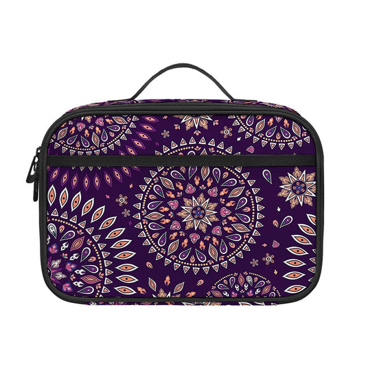 Purple Bohemian Mandala Pattern Print Portable Lunch Bag