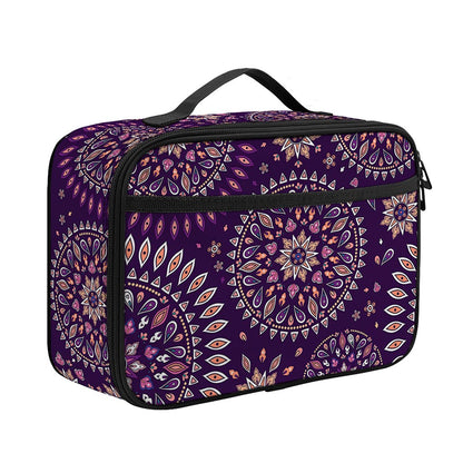 Purple Bohemian Mandala Pattern Print Portable Lunch Bag