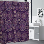 Purple Bohemian Mandala Pattern Print Premium Shower Curtain