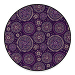 Purple Bohemian Mandala Pattern Print Round Floor Mat