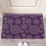 Purple Bohemian Mandala Pattern Print Rubber Doormat
