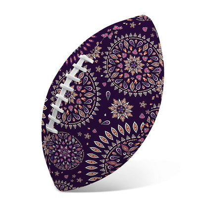 Purple Bohemian Mandala Pattern Print Rugby Ball