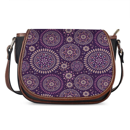 Purple Bohemian Mandala Pattern Print Saddle Bag