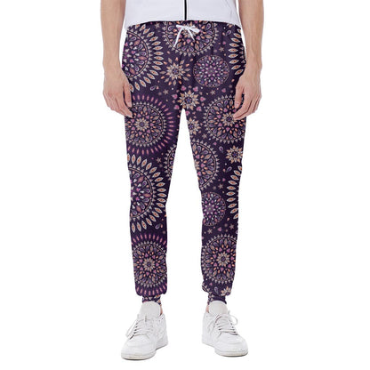 Purple Bohemian Mandala Pattern Print Scuba Joggers