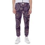 Purple Bohemian Mandala Pattern Print Scuba Joggers