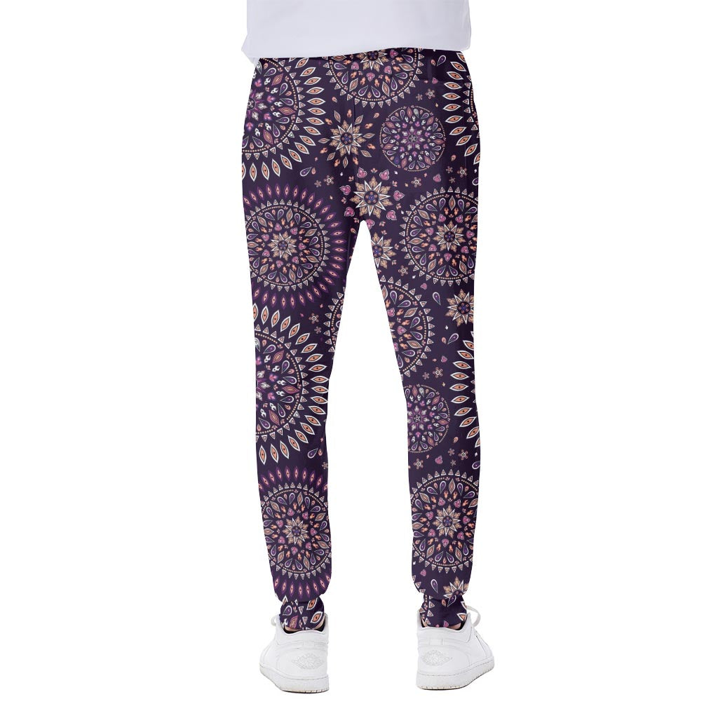 Purple Bohemian Mandala Pattern Print Scuba Joggers