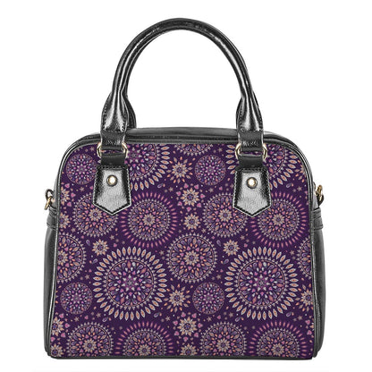 Purple Bohemian Mandala Pattern Print Shoulder Handbag