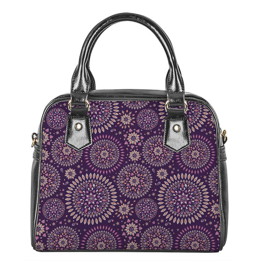 Purple Bohemian Mandala Pattern Print Shoulder Handbag