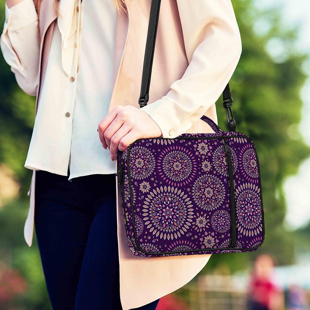 Purple Bohemian Mandala Pattern Print Shoulder Strap Bible Bag