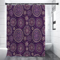 Purple Bohemian Mandala Pattern Print Shower Curtain