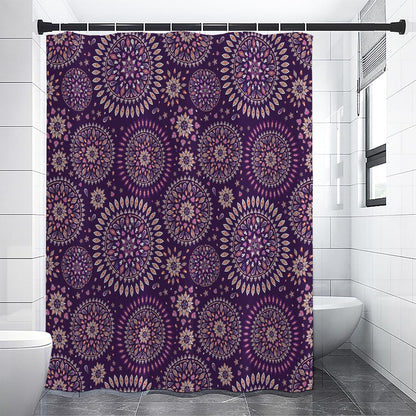 Purple Bohemian Mandala Pattern Print Shower Curtain
