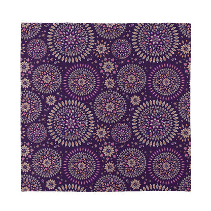 Purple Bohemian Mandala Pattern Print Silk Bandana