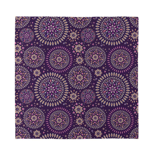 Purple Bohemian Mandala Pattern Print Silk Bandana