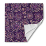 Purple Bohemian Mandala Pattern Print Silk Bandana
