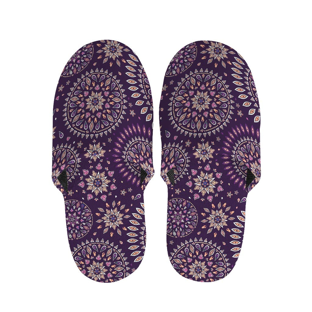 Purple Bohemian Mandala Pattern Print Slippers